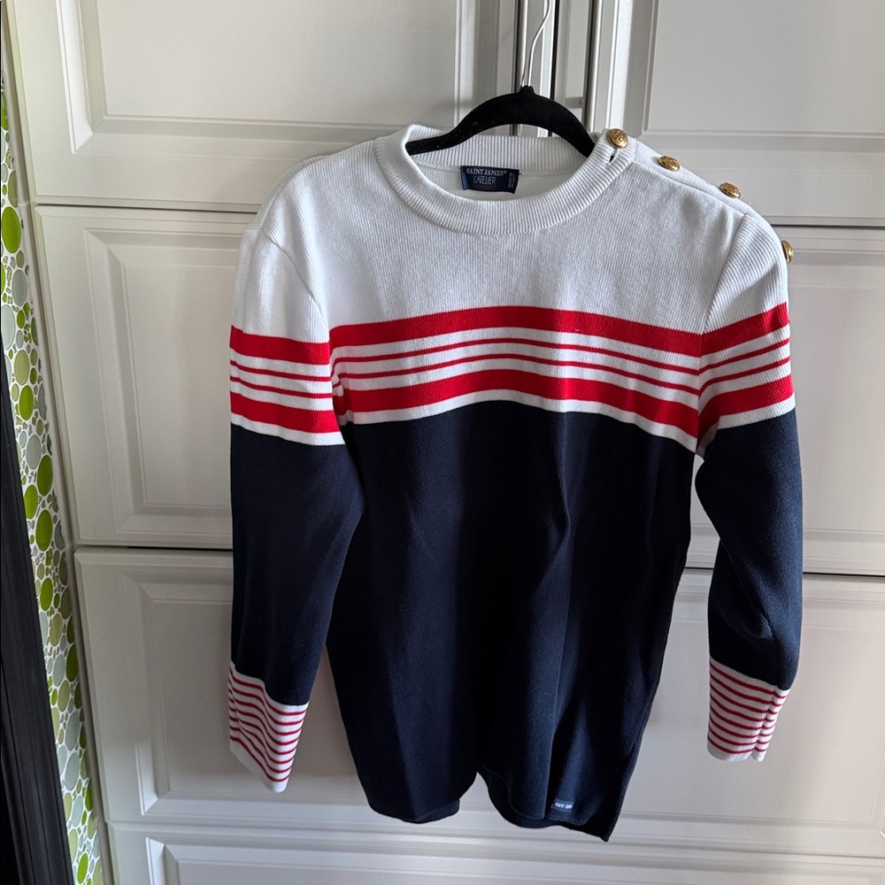 Saint James L'Atelier White Knit Top Cotton Sweater US 14